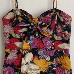 Black, yellow, and purple floral dress